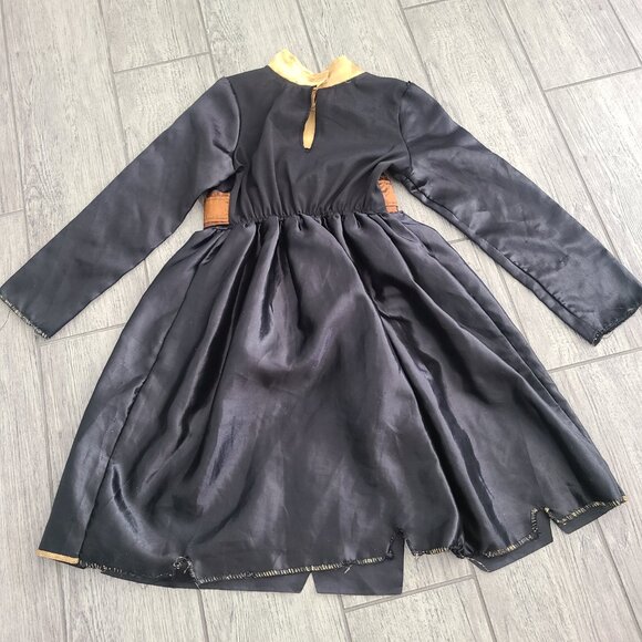 Disney Frozen Anna Costume Dress Black & Gold with Brown Belt Size 4–6X - Picture 9 of 10